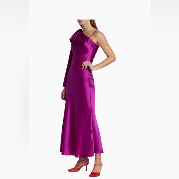 Rodarte One Shoulder Purple Silk Dress - Picture 4 of 11